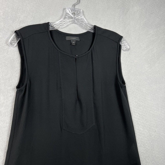 J. Crew Blouse Top Size 00 Black Sleeveless Drapey Keyhole Front Chiffon - Picture 3 of 11